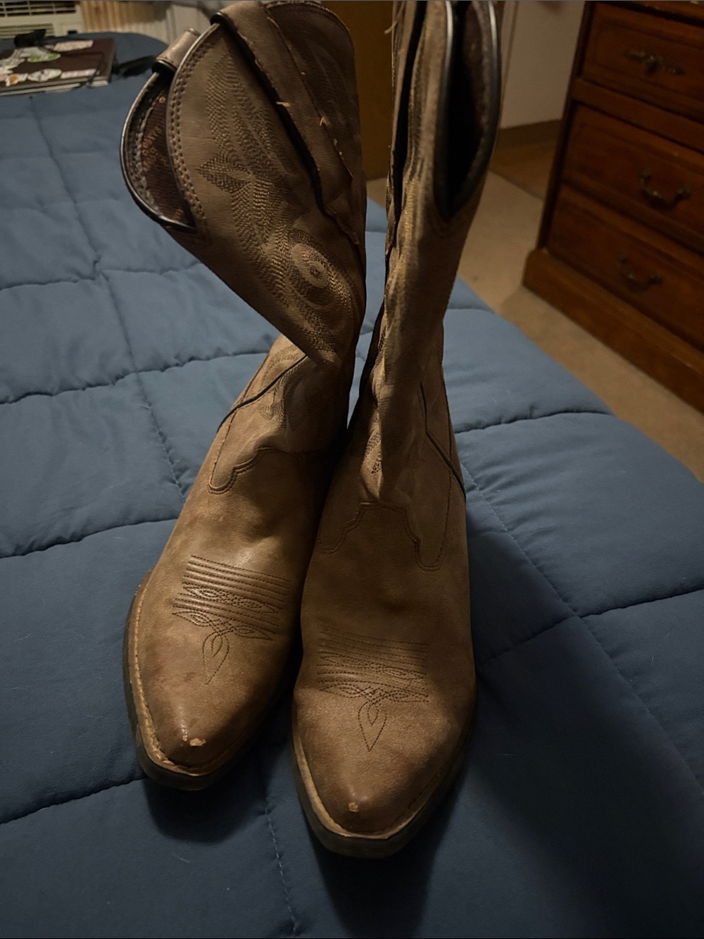 Durango Brown Leather Western Heeled Pull-On Boots
